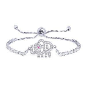 Cubic Zirconia Elephant Bolo Bracelet